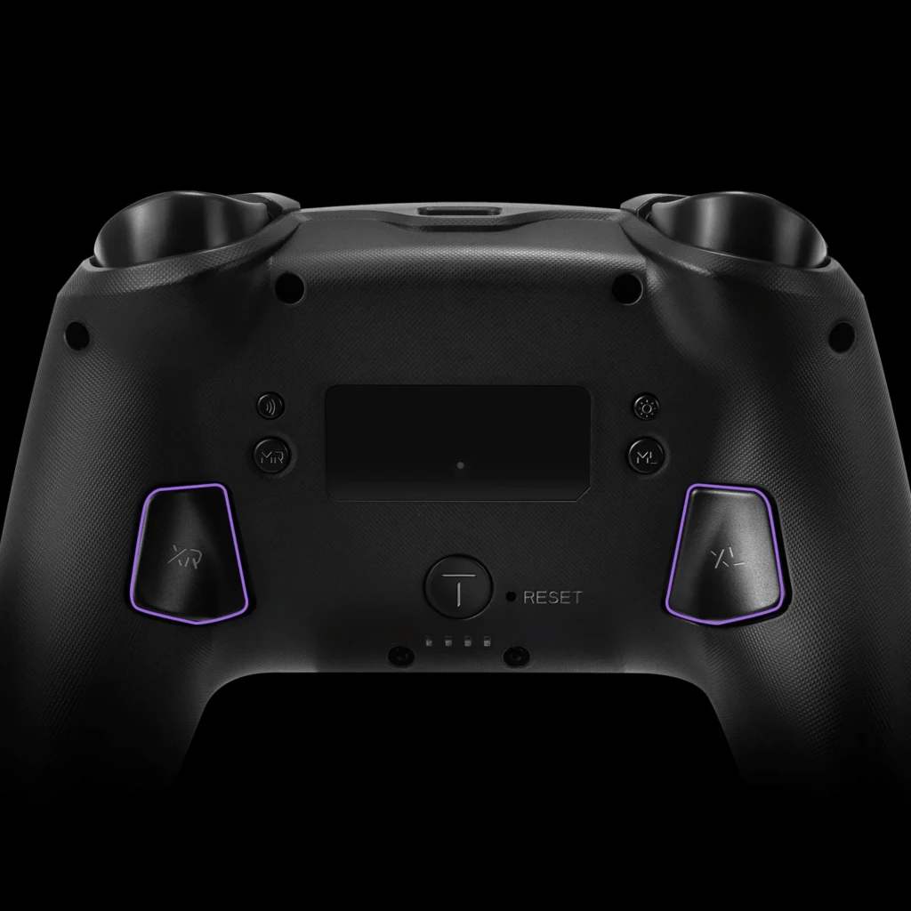 Mando inalámbrico FUNLAB Firefly Pro Edición Scarlet & Violet RGB, acabado negro texturizado, gatillos XR y AL retroiluminados, puerto USB y botón reset