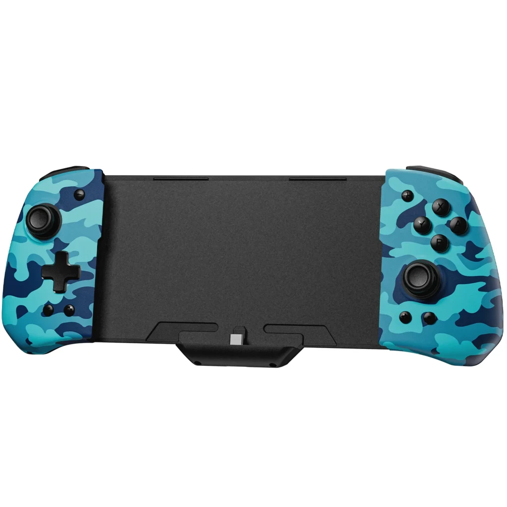 Mando FUNLAB Luminpad Wireless Gripcon inalámbrico para Switch con empuñaduras azul camuflaje, doble joystick, cruceta y botones ABXY en panel lateral