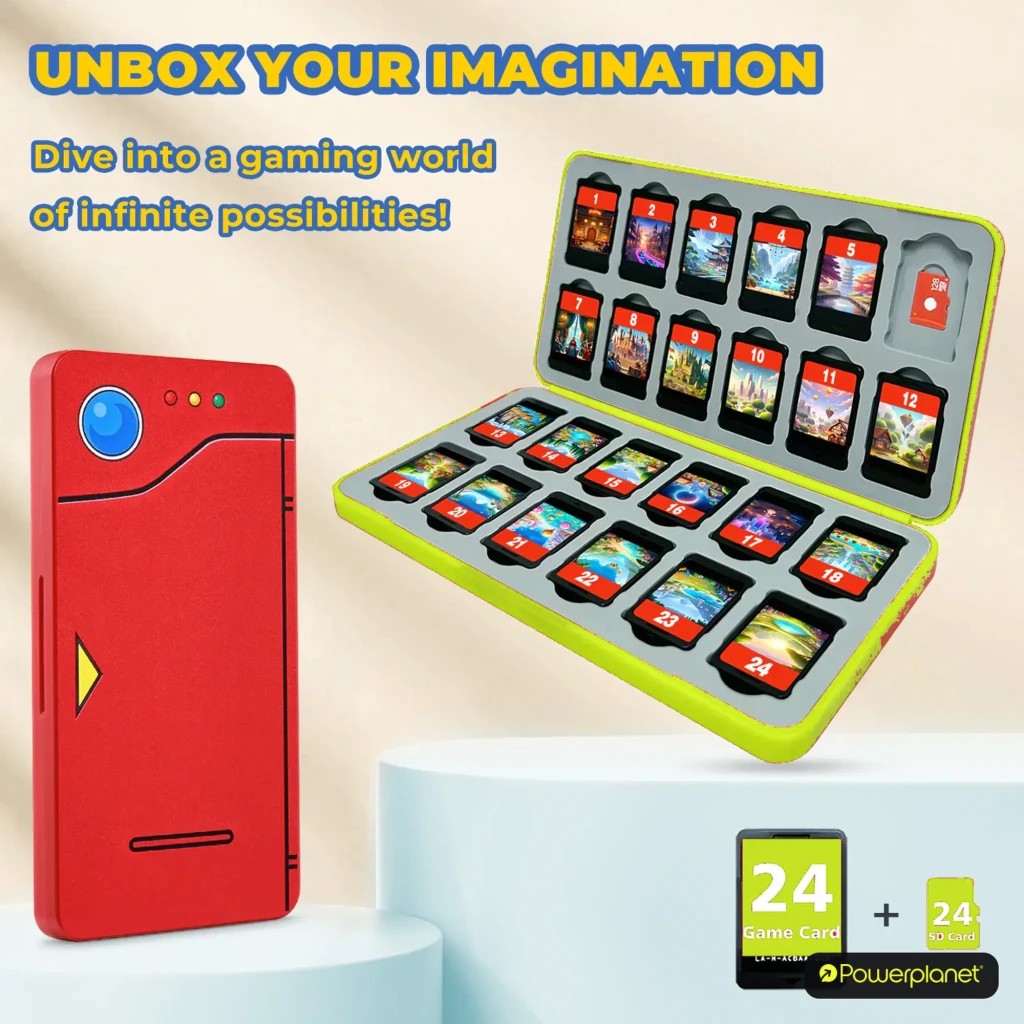 Estuche Funlab Switch Game Storage 24 Card Slots: funda rígida roja con diseño gamer y ranura; bandeja interna verde para 24 tarjetas Nintendo Switch