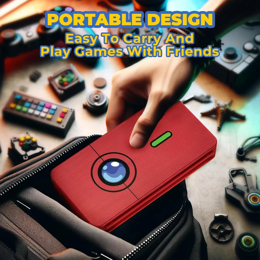 Funda FUNLAB Switch Game Storage 48 Card Slots en rojo con diseño tipo Pokédex, compacta y portátil, cierre magnético y ranuras organizadas para 48 juegos