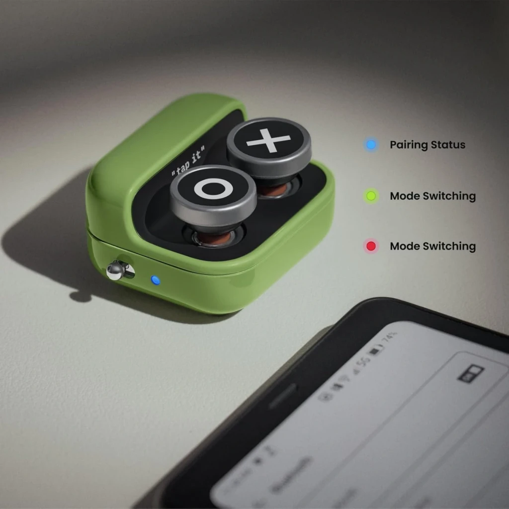 Onyx Boox Cargador Inalámbrico para BOOX Tappy Pasapáginas en estuche verde con luces LED de estado y botones magnéticos O y X, diseño compacto y portátil
