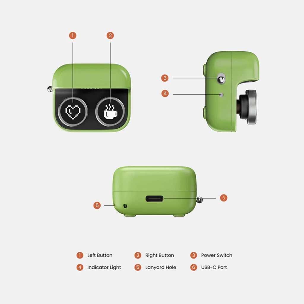 Onyx Boox Cargador Inalámbrico para BOOX Tappy Pasapáginas verde, compacto con botones laterales, luz indicadora, interruptor, orificio para correa y puerto