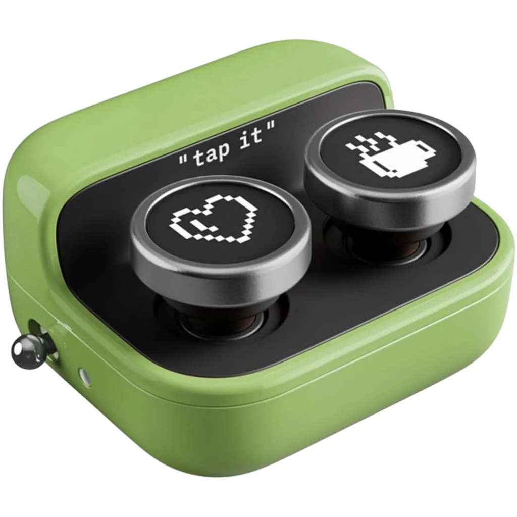 Onyx Boox Cargador Inalámbrico para BOOX Tappy Pasapáginas en verde, base magnética con dos botones circulares y pantallas LED con iconos pixelados