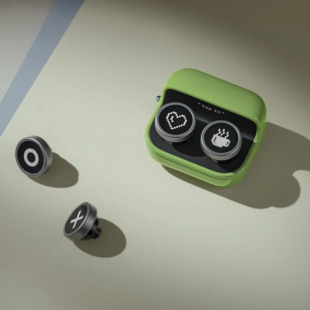 Onyx Boox Cargador Inalámbrico para BOOX Tappy Pasapáginas con estuche verde y dos botones magnéticos con pantallas E Ink y símbolos intercambiables
