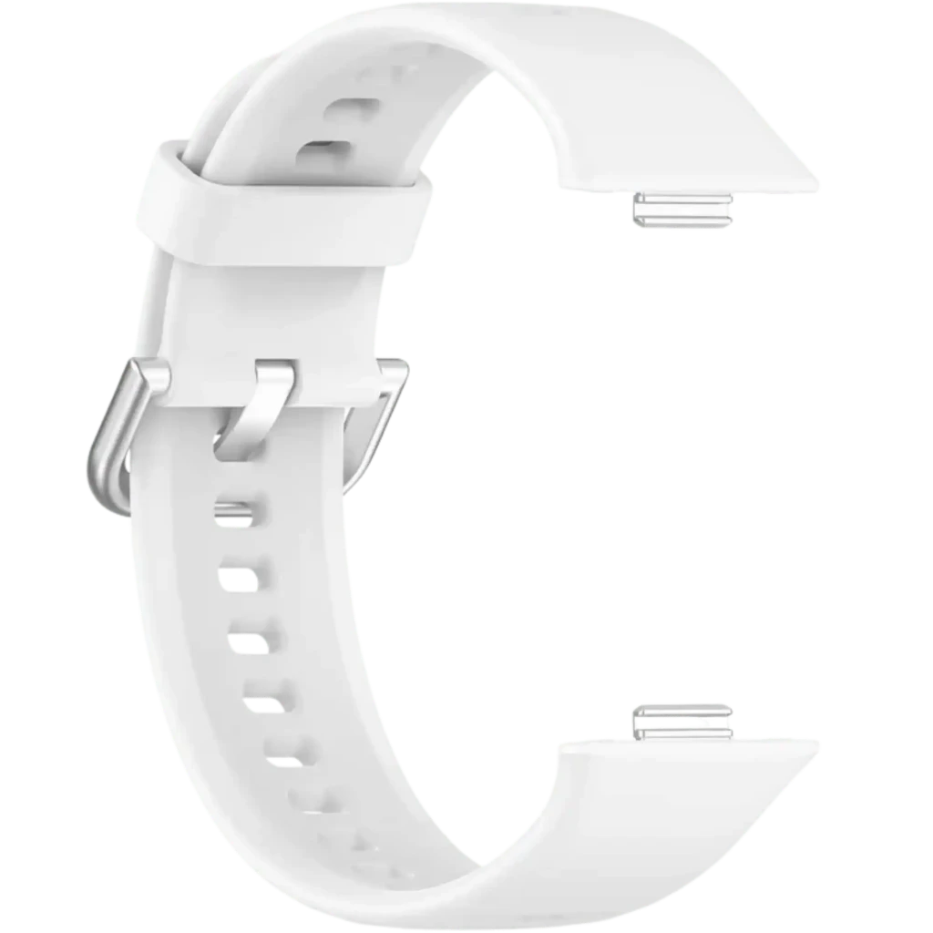 Correa de silicona blanca para Huawei Watch Fit 5 y 5 Pro, suave y flexible, con hebilla metálica y múltiples orificios de ajuste, conectores de liberación