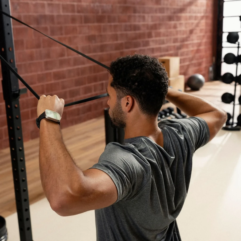Amazfit Bip Max Smartwatch 2,07 pulgadas AMOLED en color plateado, pantalla rectangular grande con correa de silicona, estilo deportivo en muñeca masculina