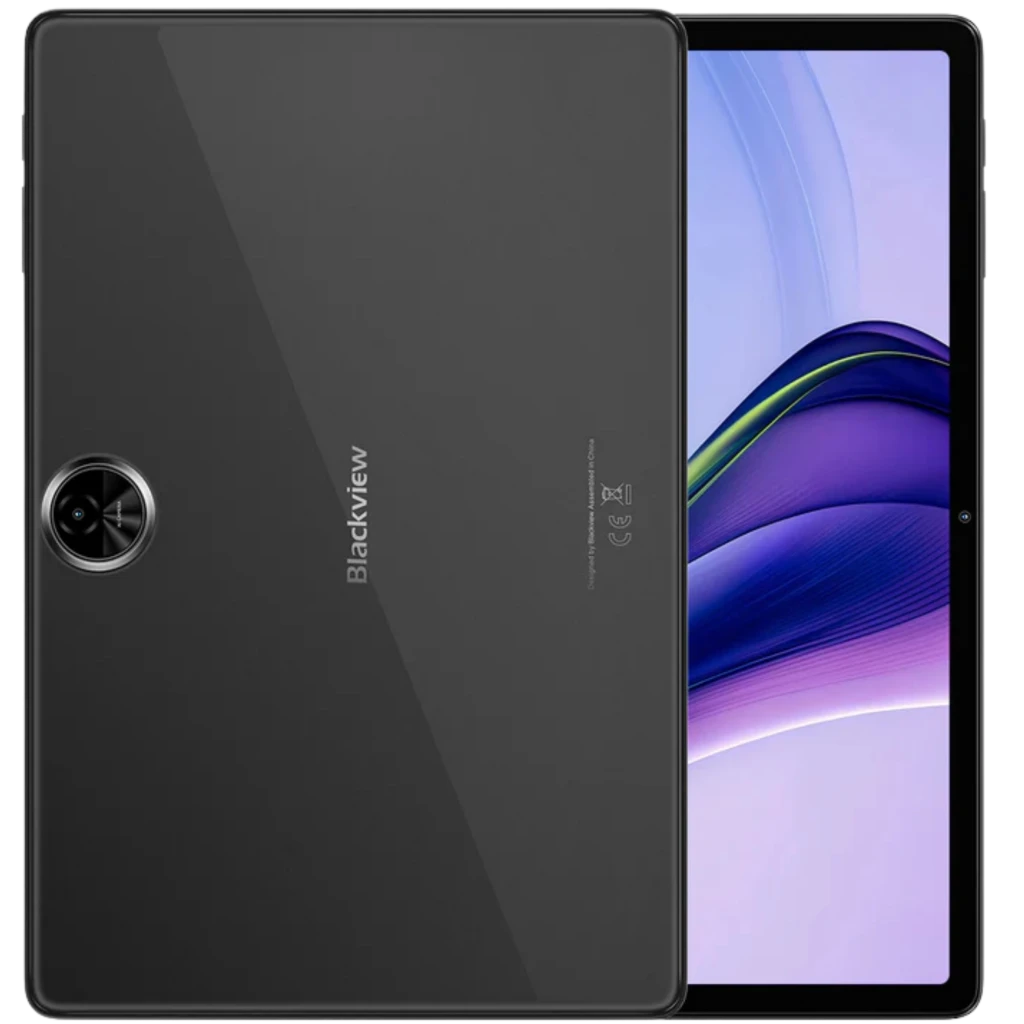Tablet Blackview Zeno 5 4G de 11 pulgadas en gris, pantalla con biseles delgados, cámara trasera circular grande, frontal centrada, cuerpo metálico elegante