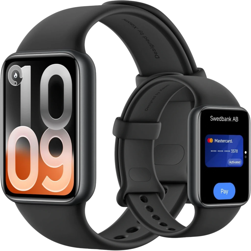Xiaomi Smart Band 10 Pro NFC en negro, pantalla AMOLED 1,74 pulgadas, correas de silicona, pagos sin contacto, resistencia 5 ATM, diseño rectangular elegante