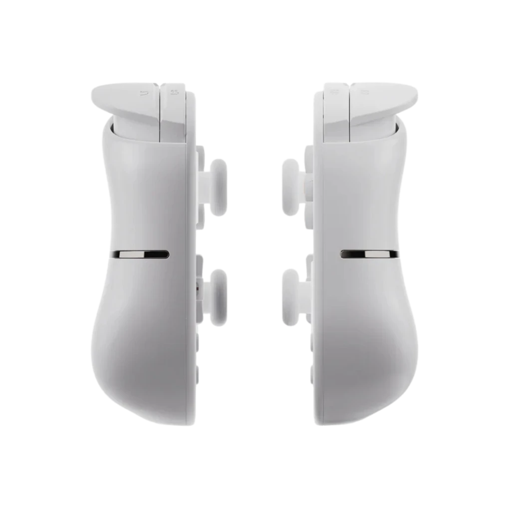 Mangmi Pocket Max 7 AMOLED 8GB 128GB Blanco controladores modulares en color blanco con gatillos ergonómicos, botones laterales y diseño curvo desmontable
