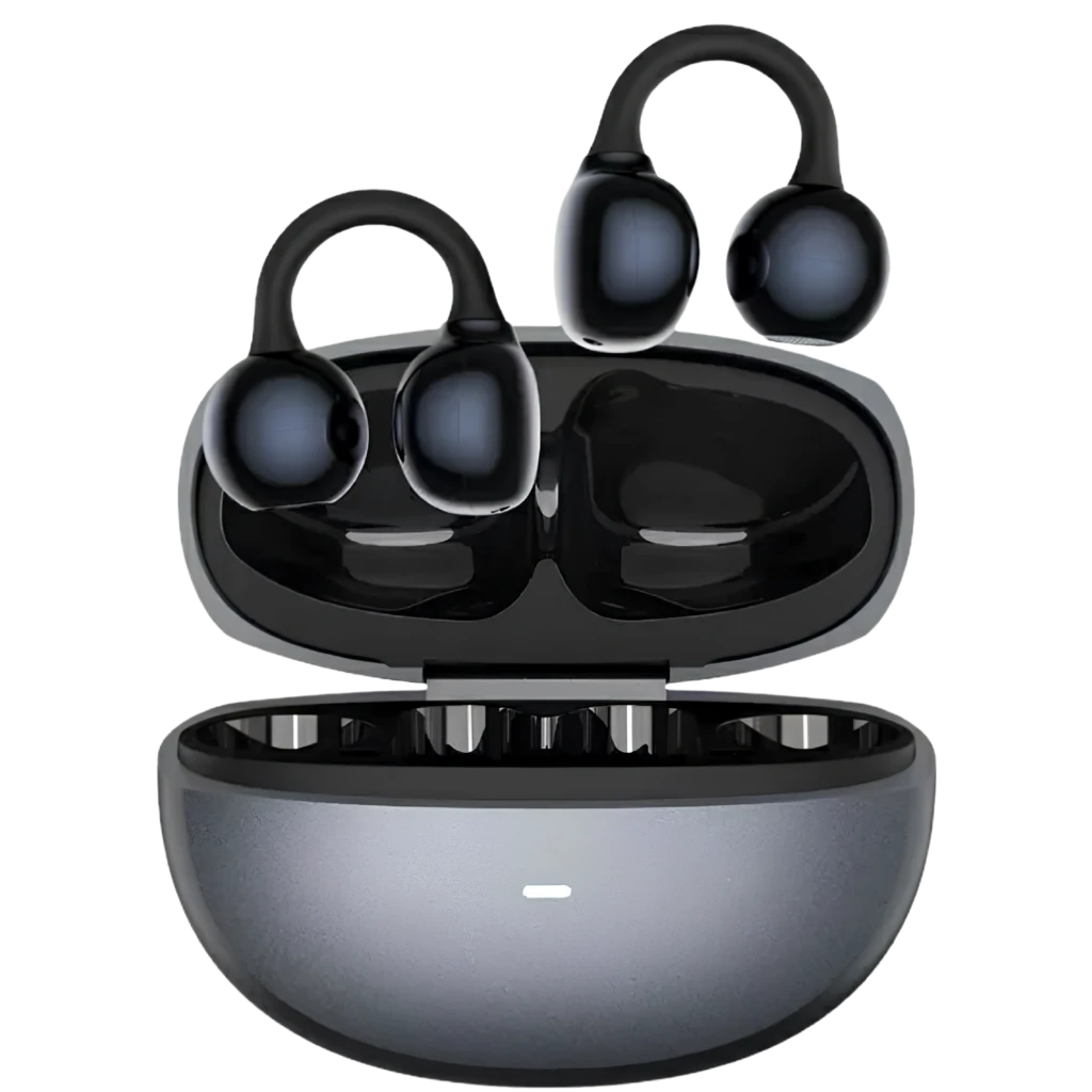 Black Shark C3 Negro - Auriculares Bluetooth Open Ear con estuche de carga compacto, acabado negro brillante, ganchos ergonómicos y diseño ligero y elegante