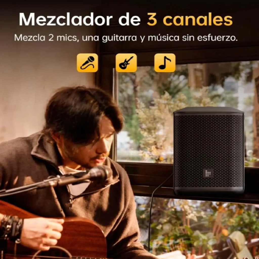 Altavoz PA Tronsmart Hytune S1 200W negro con rejilla metálica y asa superior, controles en panel trasero, diseño compacto para escenarios y eventos