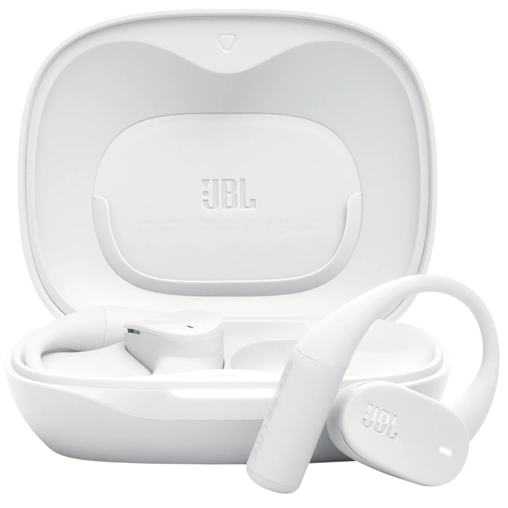 JBL Sense Lite Inalámbricos IP54 32 h Blanco con estuche blanco, auriculares con gancho ergonómico y puntas abiertas, diseño minimalista y compacto