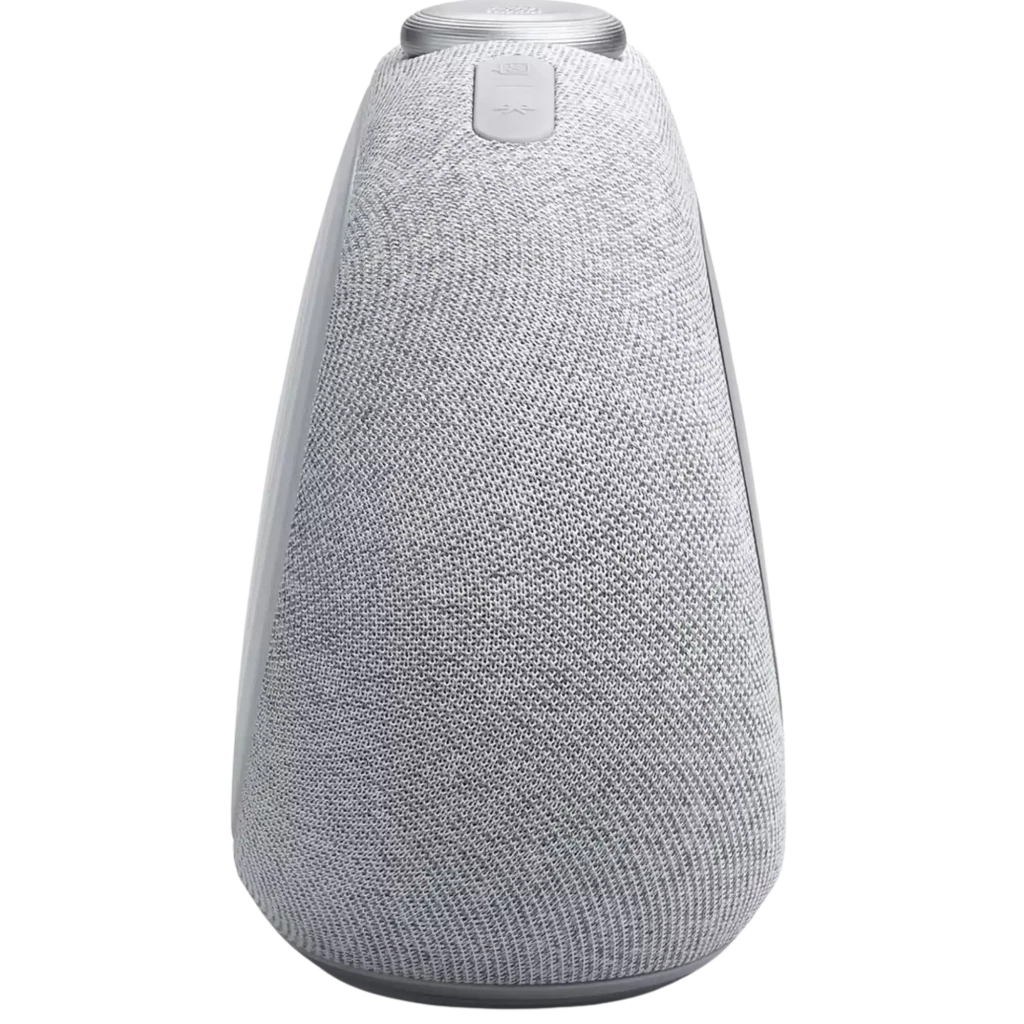 JBL Horizon 3 Rádio DAB+/FM com Bluetooth, 5 W, cinzento; formato cônico alto, tecido cinza texturizado, topo com botão e ícone de campainha