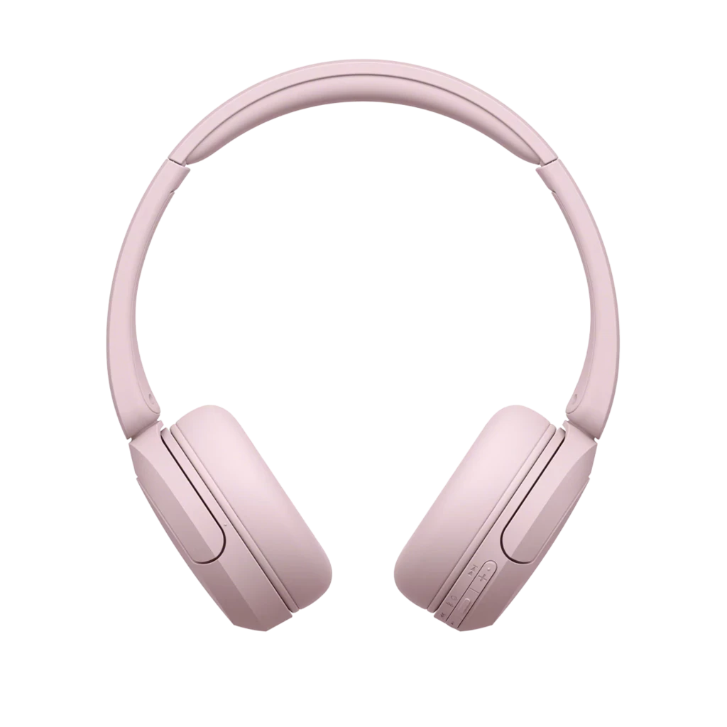 Auriculares Sony WH-CH520 Rosa con diadema acolchada, orejeras giratorias y controles laterales integrados. Diseño plegable y acabado mate elegante.