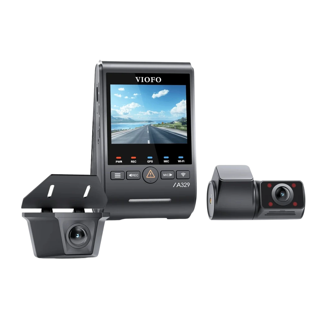 VIOFO A329SW 3CH Dashcam 4K 30fps con pantalla, cámara frontal, trasera y cabina 2K, WiFi 6, sensor Sony STARVIS 2 y diseño compacto para coche