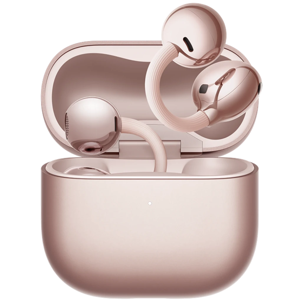 Huawei FreeClip 2 Rose Gold - auriculares Bluetooth con diseño open-ear tipo clip, acabado rosado metálico y estuche de carga compacto a juego