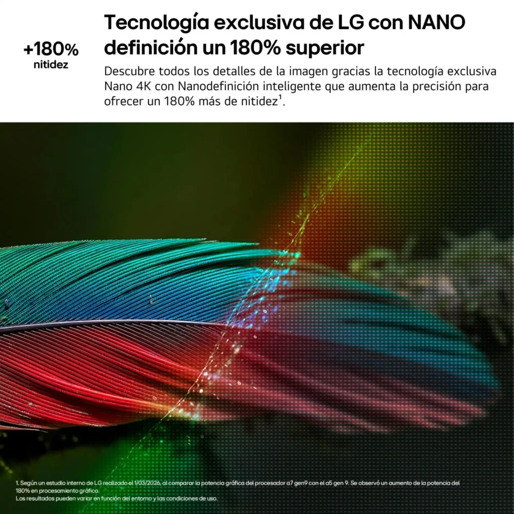 LG 43NU8E0B3LA Smart TV NanoCell 43" 4K UHD con tecnología Nano 4K y Nanodefinición; colores vivos, alta nitidez +180% y precisión de imagen