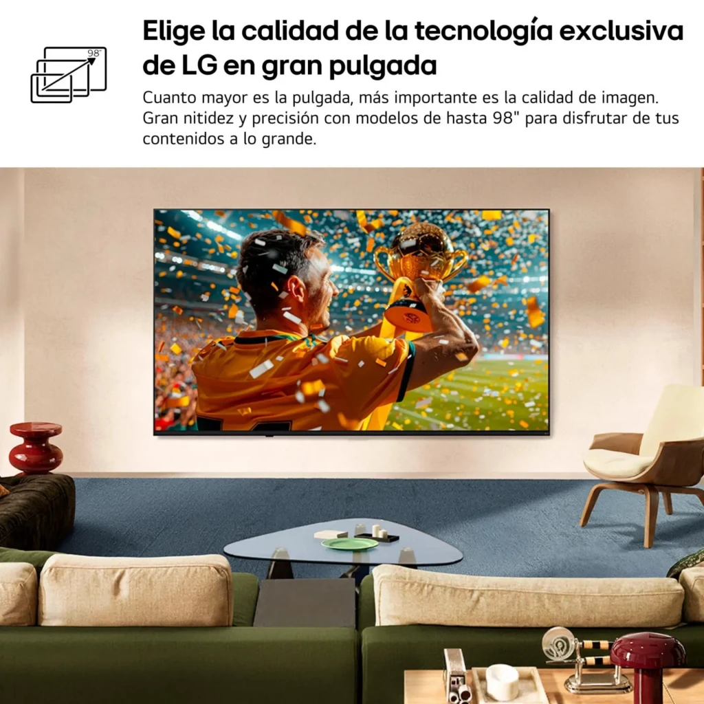 LG 43NU8E0B3LA Smart TV NanoCell 43" 4K UHD con colores vivos, gran nitidez y marco delgado; ideal para cine en sala amplia y contenido deportivo vibrante