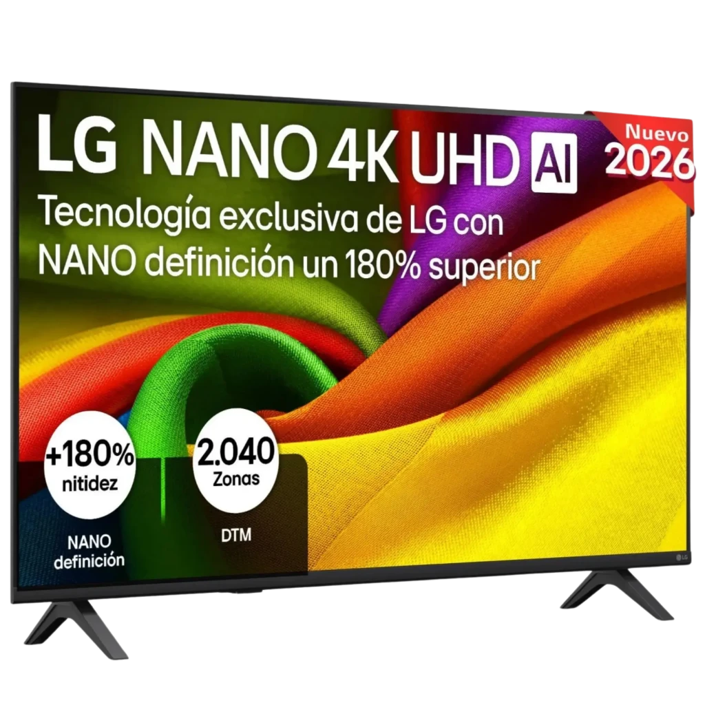 LG 43NU8E0B3LA Smart TV NanoCell 43 pulgadas 4K UHD con biseles delgados, peana doble, pantalla vibrante con IA, +180% nitidez y 2040 zonas DTM