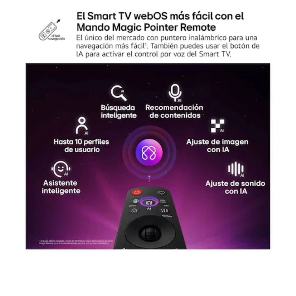 LG 50MRGB87B6B Smart TV 50 pouces 4K MiniLED RGB avec Alpha 8 AI Gen3, webOS, télécommande Magic Pointer, profils multiples, réglages image et son IA