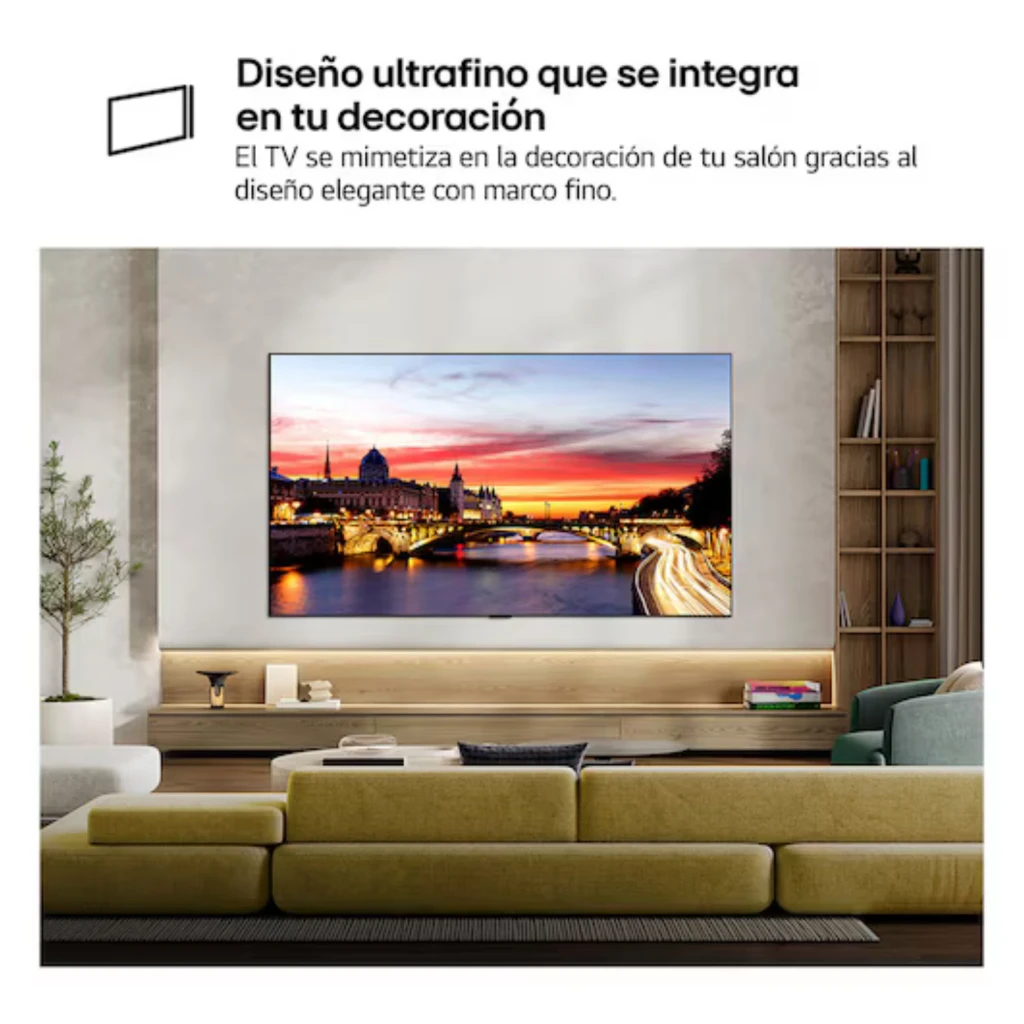LG 48C64LA Smart TV OLED Evo 48 pulgadas 4K con panel ultrafino, marco casi invisible y colores vivos; se integra elegante en sala moderna