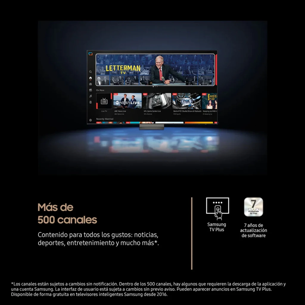 Samsung TQ65QN74FAT Smart TV Neo QLED 65 4K NQ4 AI Gen2 Negro con interfaz Samsung TV Plus, mosaico de canales, deportes y noticias en pantalla