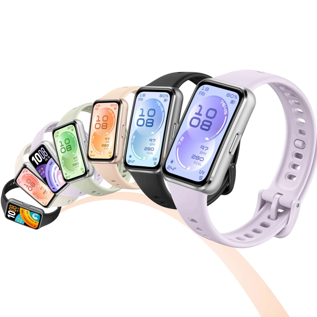 Huawei Band 11 pulsera fitness con pantalla AMOLED 1,62 pulgada, bisel metálico plateado, correa de silicona negra, diseño curvo y ligero, sumergible 5ATM