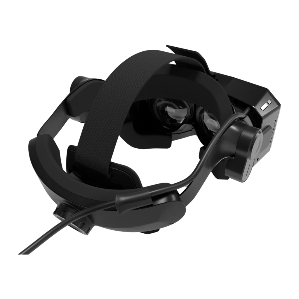 Pimax Crystal Super 57PPD Realidad Virtual PC con diadema acolchada, correa superior, auriculares integrados, lentes grandes y cable frontal para PC gaming