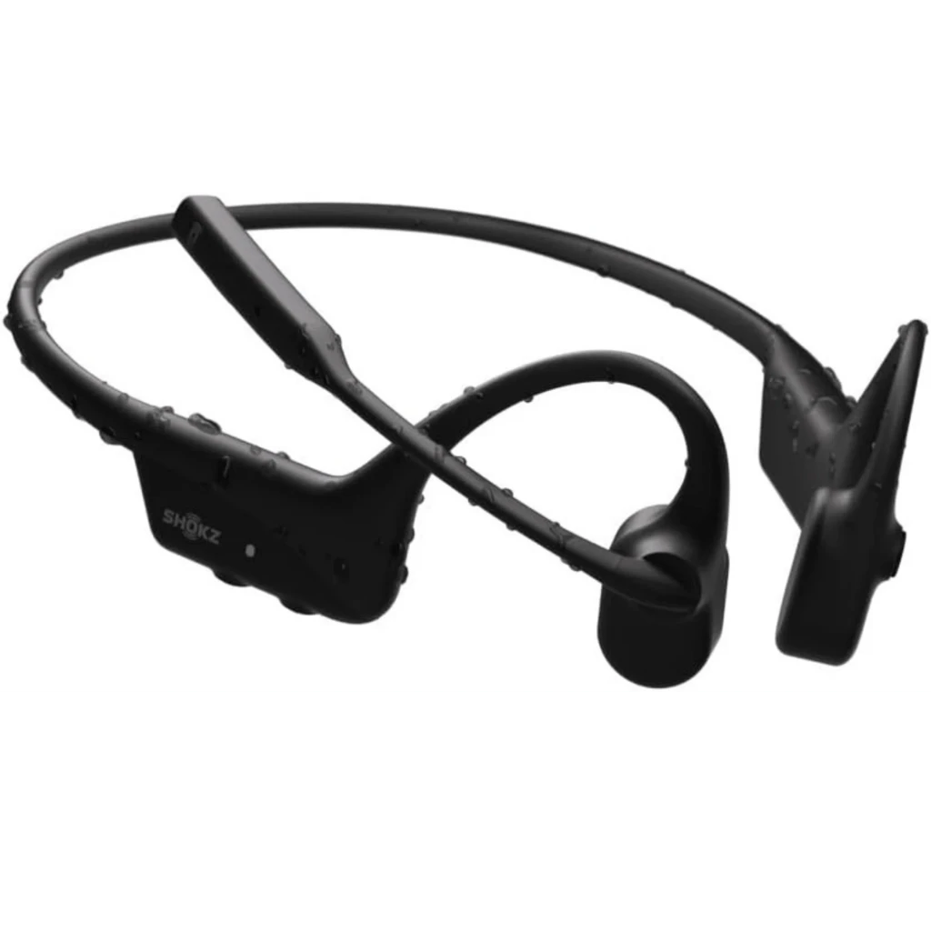 Auriculares Shokz Opencomm 2 2025 negros con diadema trasera flexible, diseño de conducción ósea abierto, micrófono con brazo y acabado resistente a