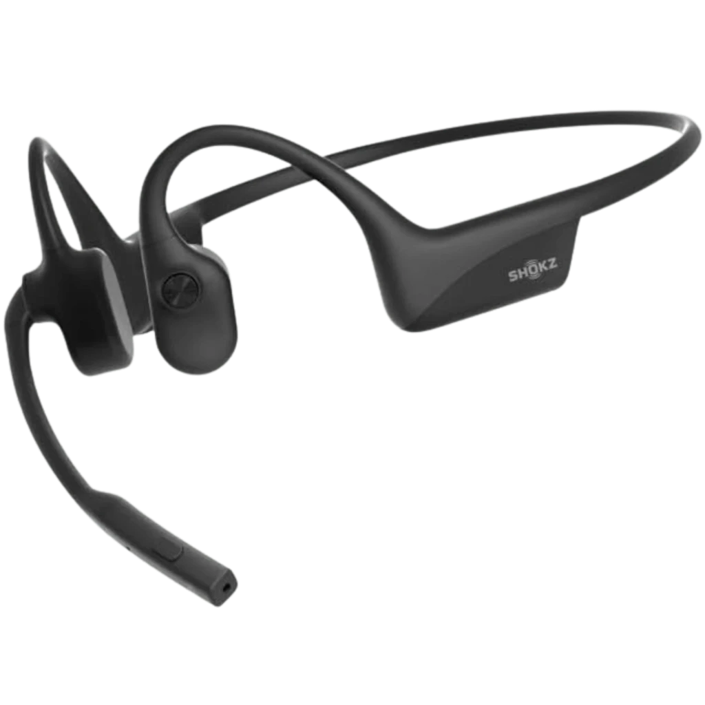 Shokz Opencomm 2 2025: auriculares de conducción ósea en negro con micrófono boom DSP, diadema ligera y diseño abierto para orejas libres