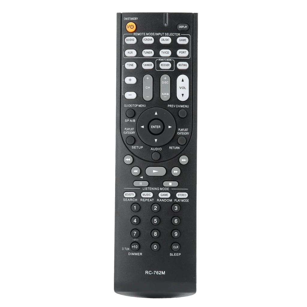 Control remoto RC-762M negro para Receptor AV Onkyo TX-NR7100 con botones dedicados Dolby Atmos y DTS:X, teclas retroiluminadas y disposición clara