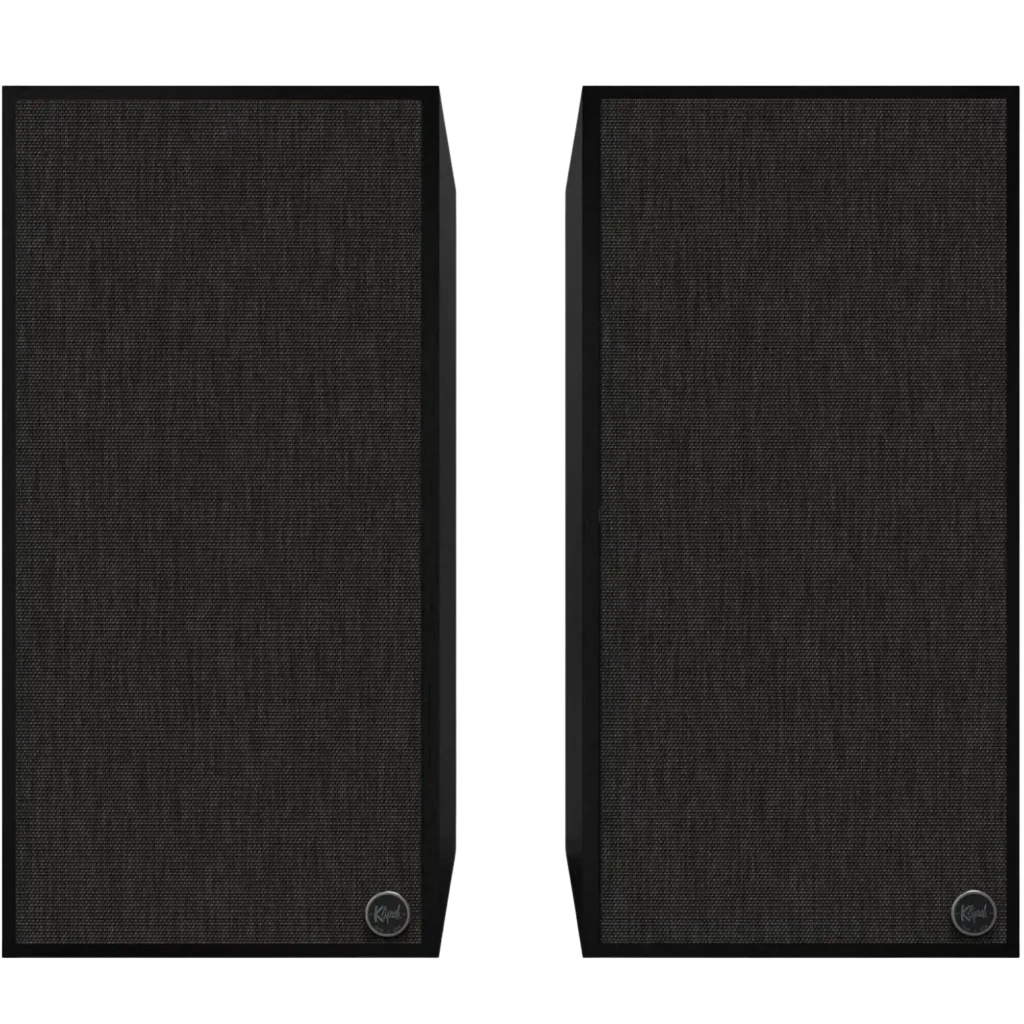 Klipsch The Nines 240 W Bluetooth Negro Mate: par de altavoces rectangulares con rejilla textil oscura, bordes negros mate y logo circular en la esquina