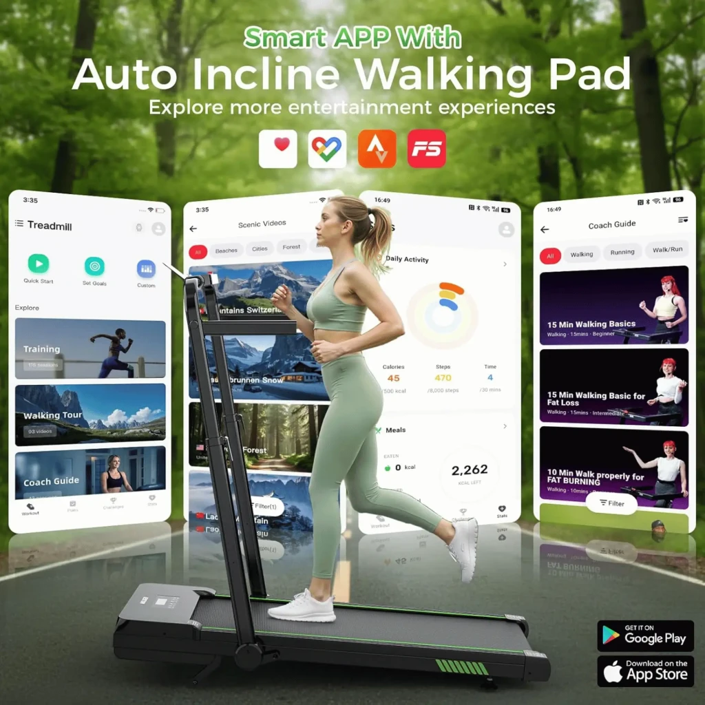 Akluer TW140x: cinta plegable con inclinación automática 12%, altavoz Bluetooth, barandillas laterales y control por app; compacta y moderna en color
