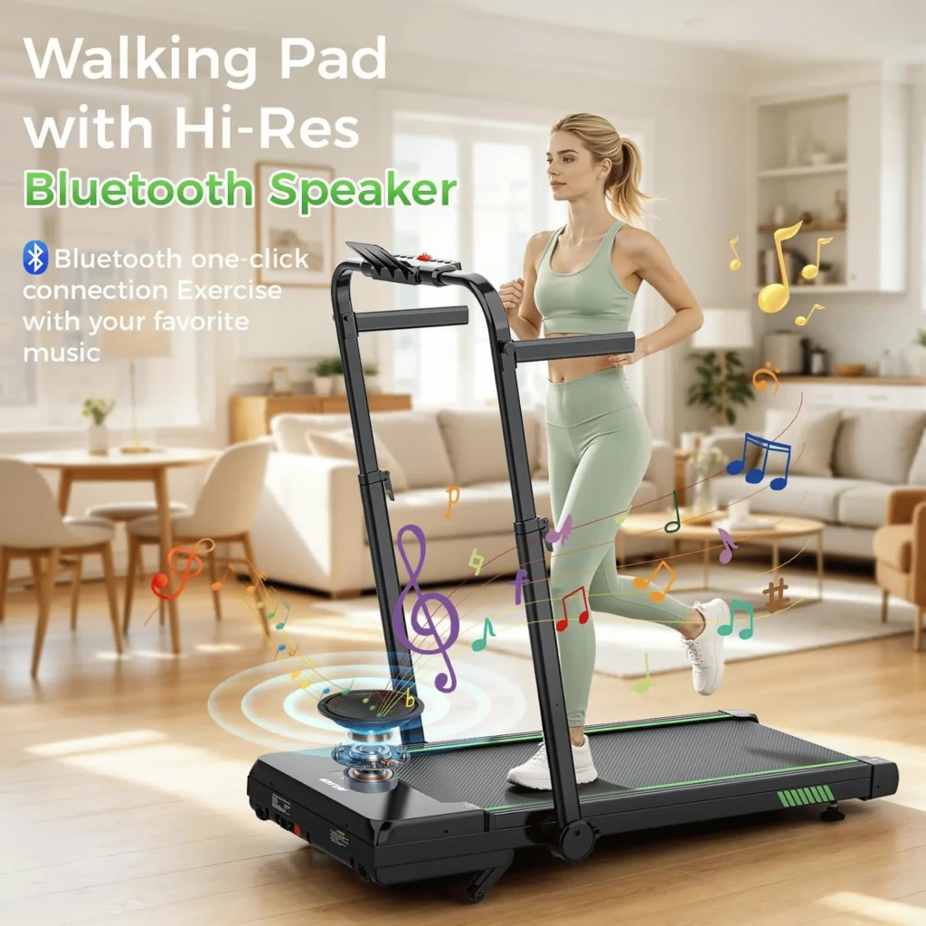Cinta de correr plegable Akluer TW140x con inclinación 12%, altavoz Bluetooth, barandillas laterales, pantalla LED y diseño compacto para hogar