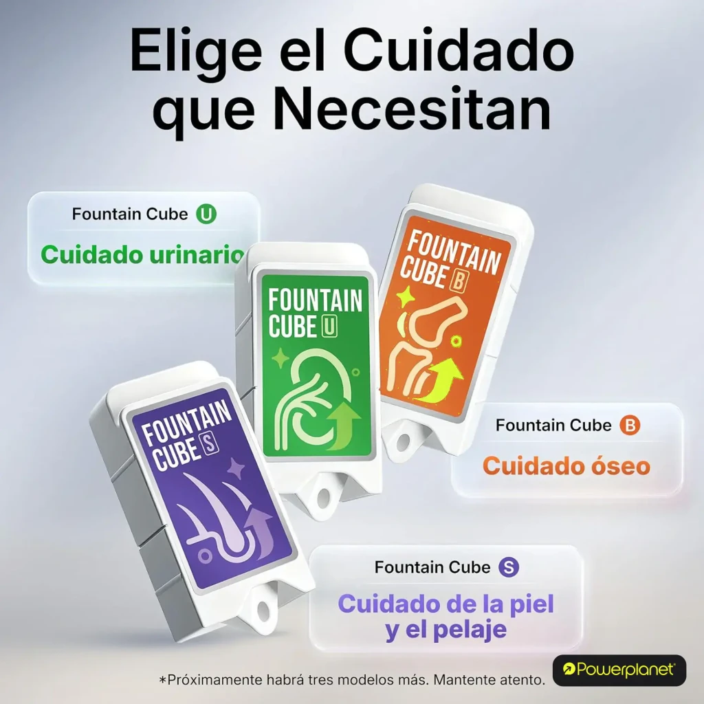 Filtro de repuesto PETKIT Fountain Cube C Pack 5 unidades: cartuchos rectangulares con etiqueta naranja y letra C, diseñados para cuidado óseo en fuentes