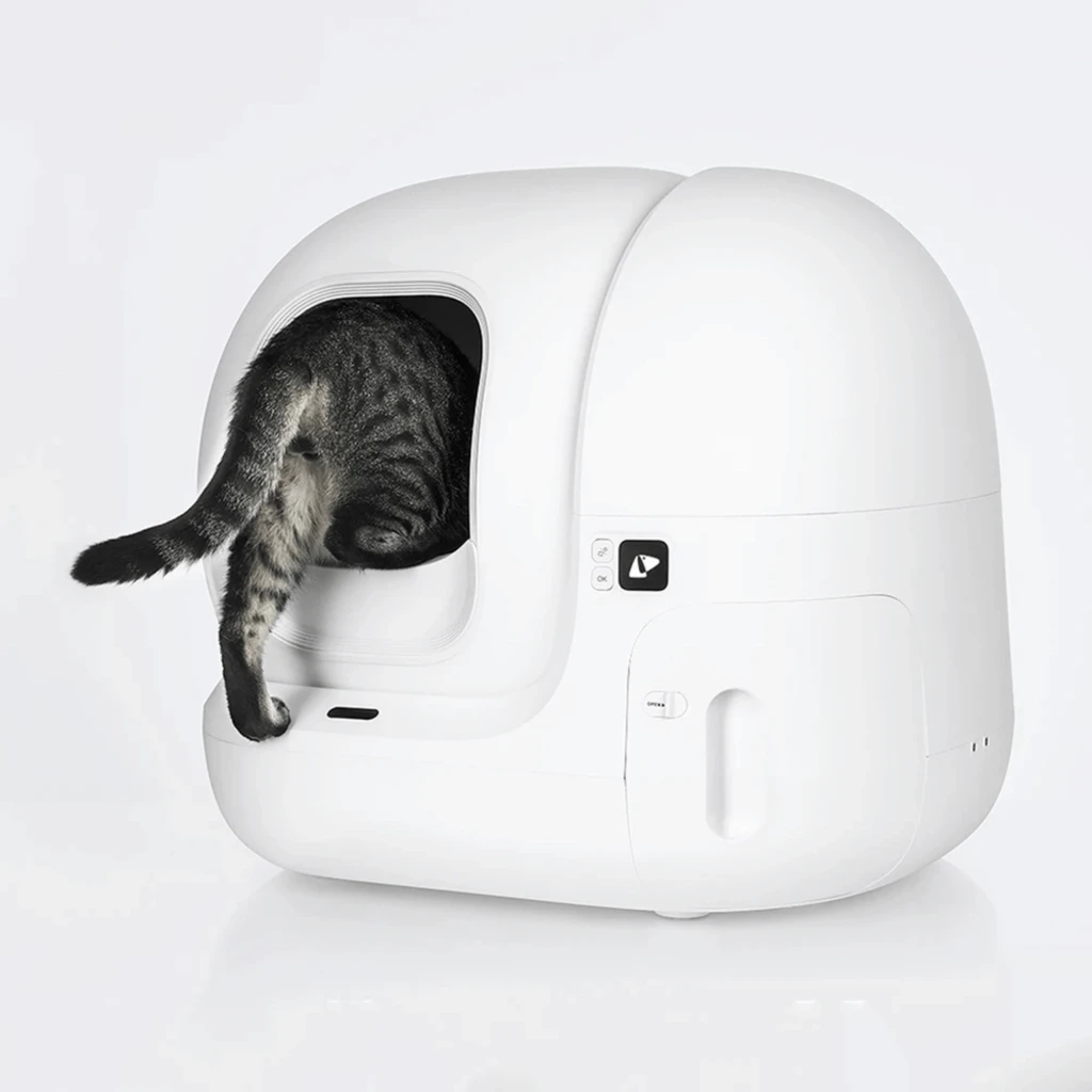 Valla Petkit Pura Max Fence blanca para arenero automático; borde elevado antisalpicaduras, panel frontal con botones y puerto lateral, entrada amplia para