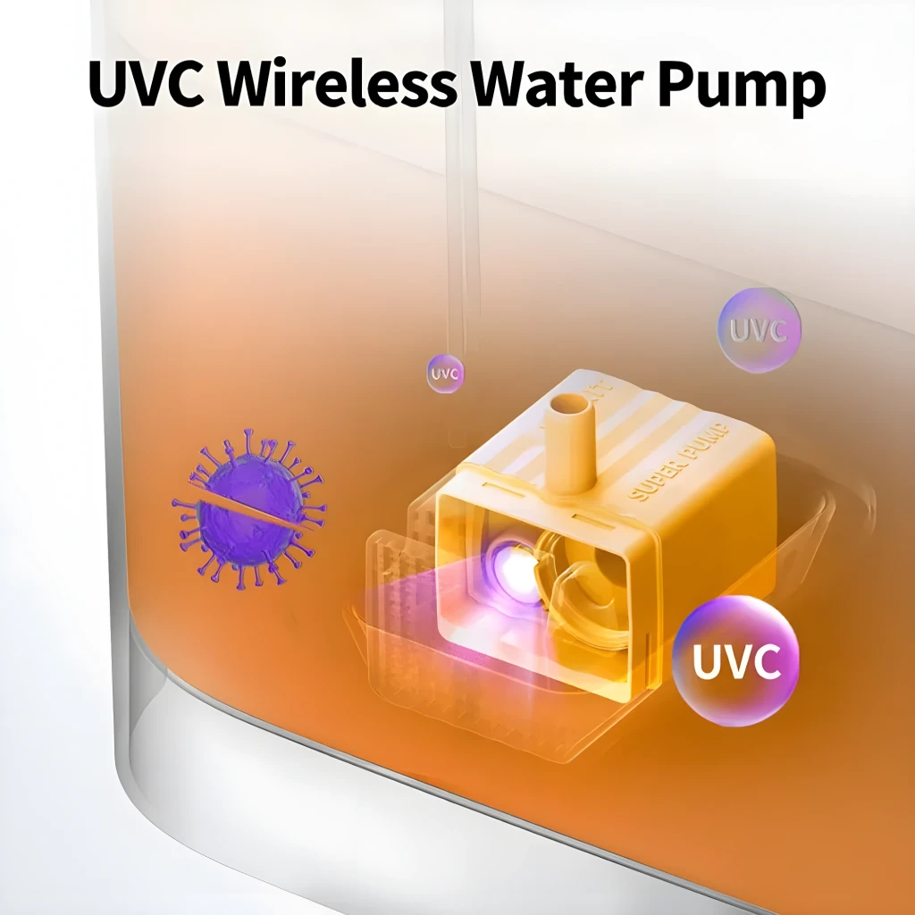 Bomba de agua inalámbrica con luz UVC, compacta y sumergible, compatible con bebederos PETKIT Eversweet SOLO SE, 3 Pro, UVC, SOLO 2, Max y Max 2