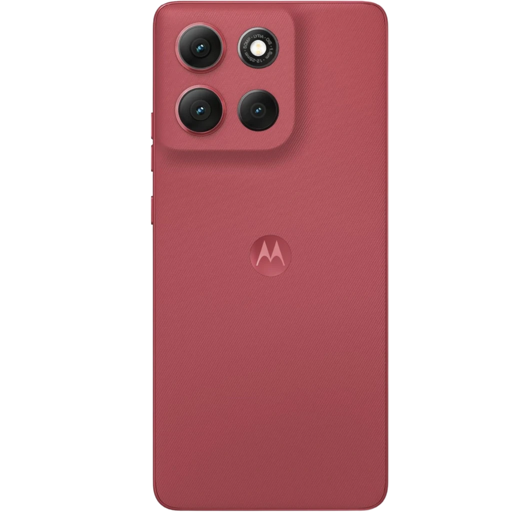 Motorola Moto G86 5G 8GB/256GB Pantone Chrysanthemum en rojo mate con triple cámara trasera en módulo elevado y logo central de Motorola