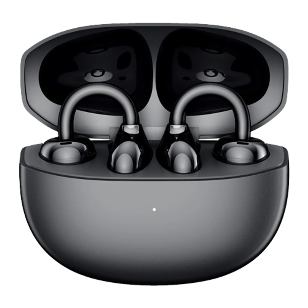 Auriculares Honor Choice Clip Open-Ear con cancelación activa de ruido, diseño de clip ergonómico, estuche de carga negro mate y LEDs indicadores