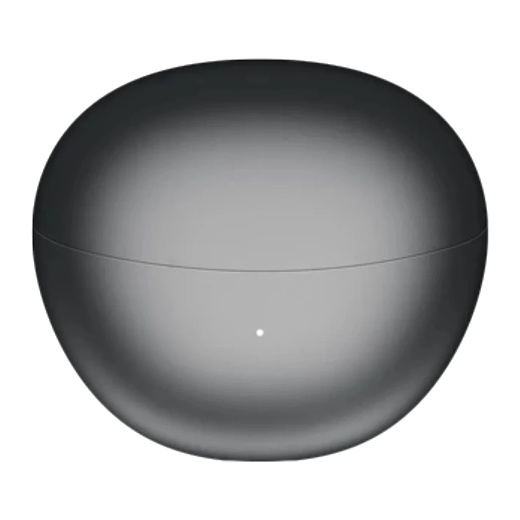 Estuche de carga ovalado en color gris metálico con acabado mate y LED frontal, compatible con Auriculares Honor Choice Clip Cancelación de Ruido Activa