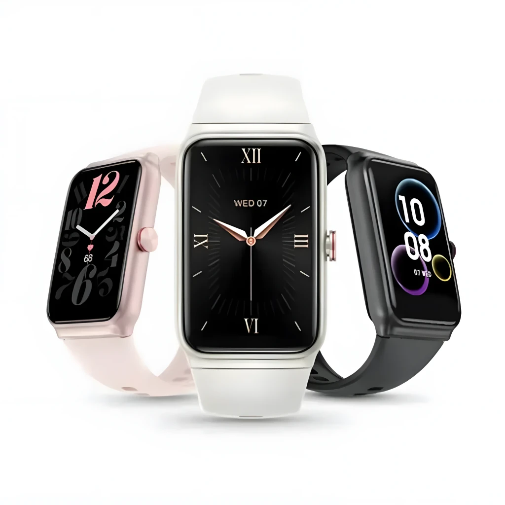 Honor Choice Moecen Band Blanco con pantalla AMOLED 1,64 pulgadas, correas intercambiables en blanco, rosa y negro, bordes curvos y esfera personalizable