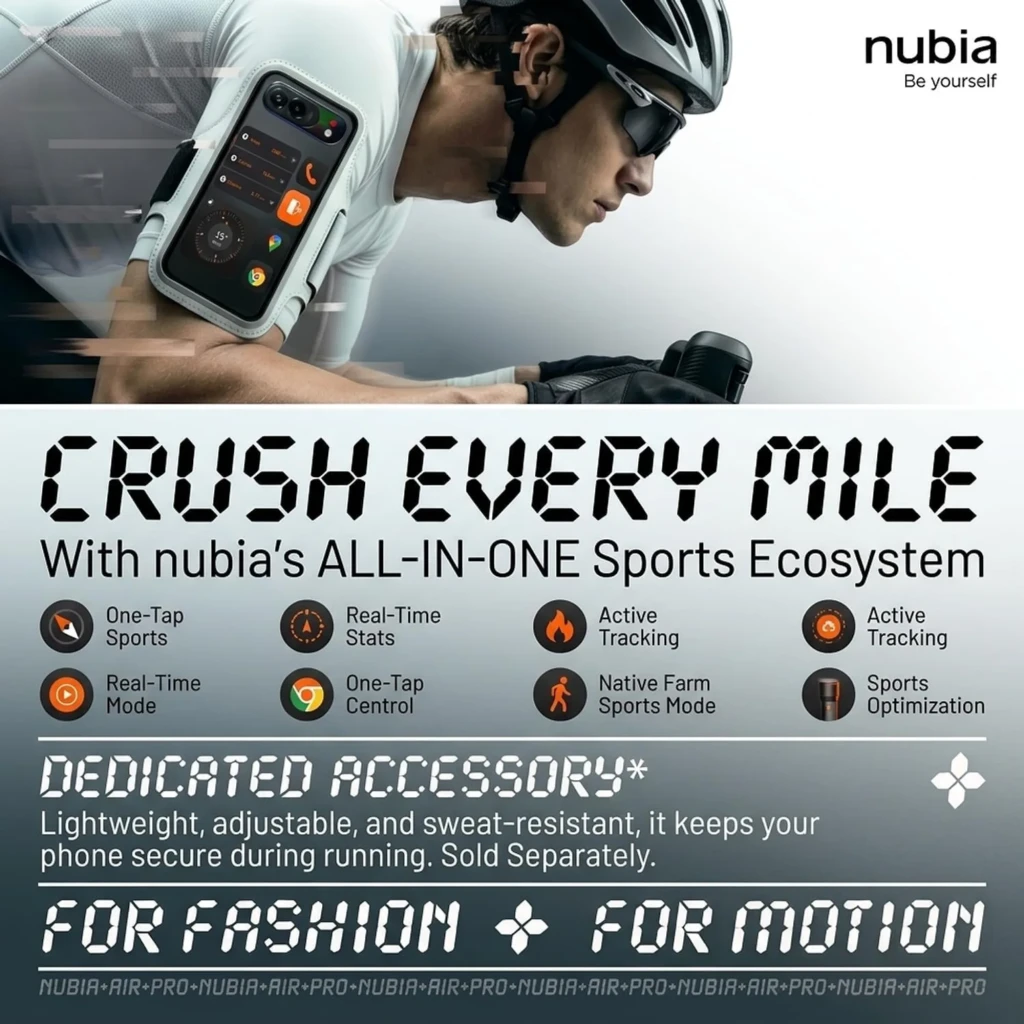 Brazalete deportivo para smartphone Nubia Air Pro 5G, ligero y ajustable, sujeta el móvil en el brazo para running; material resistente al sudor y reflectante