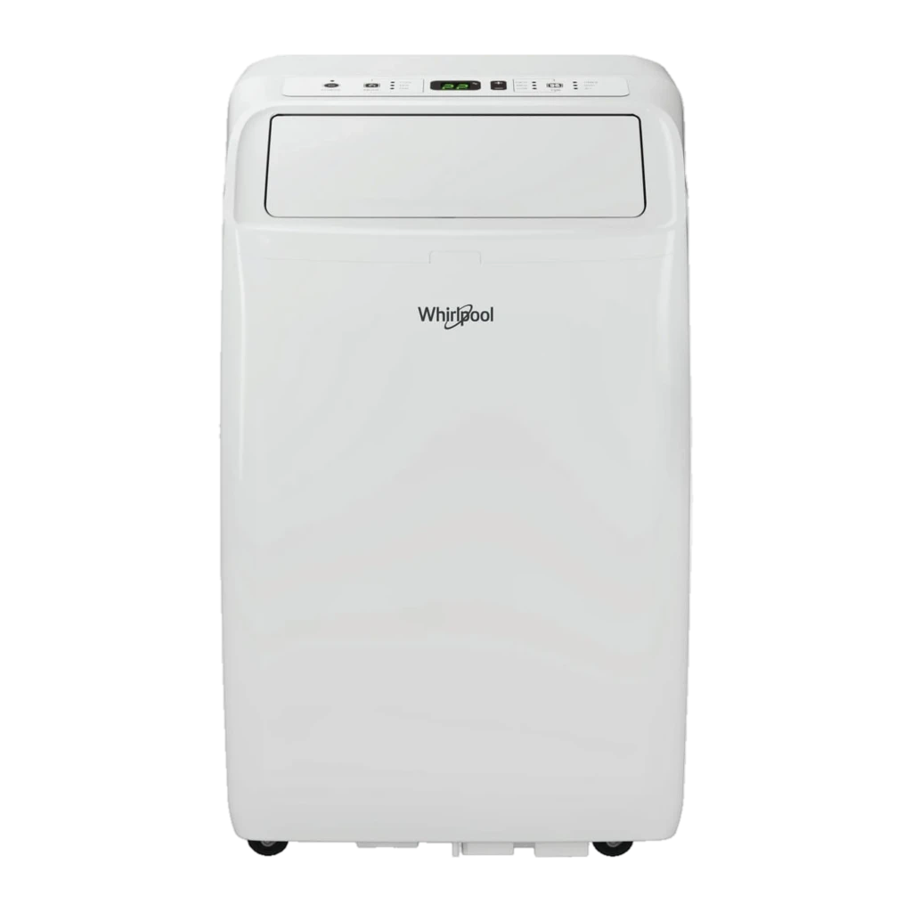 Whirlpool - Climatiseur silencieux - blanc - PACF212COW, design compact sur roulettes, panneau supérieur avec écran LED et commandes tactiles, sortie d’air