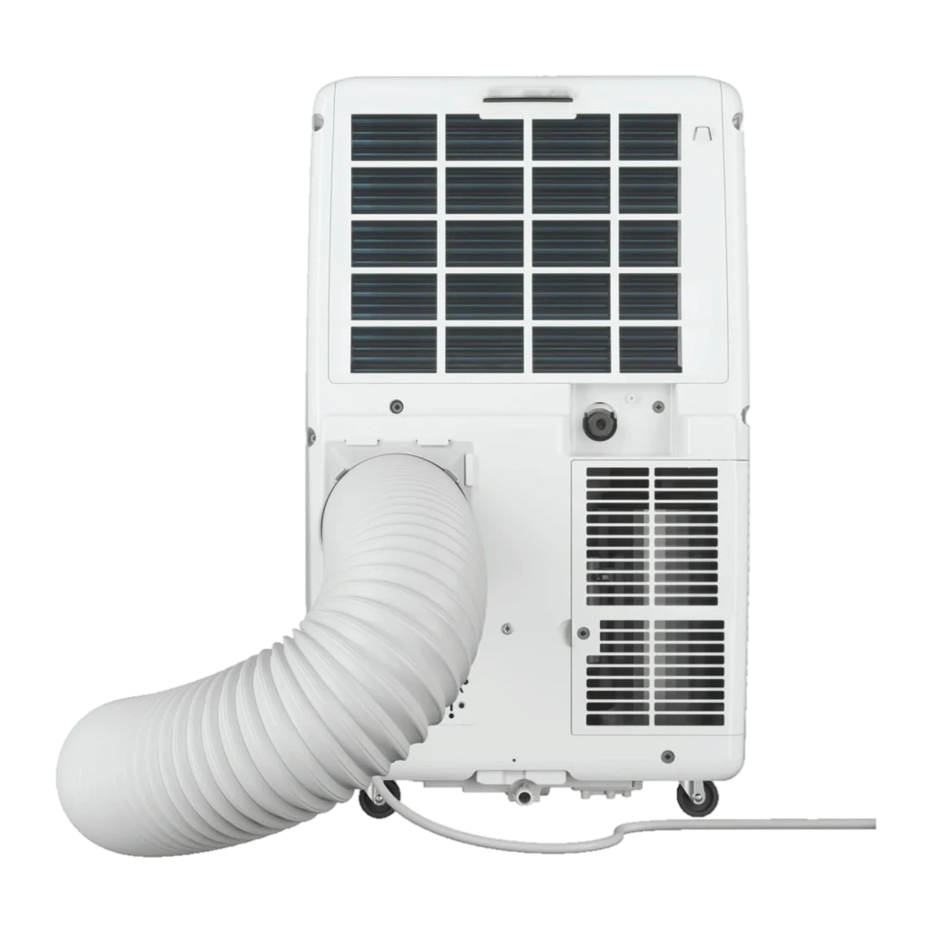 Whirlpool PACF212CO W portátil blanco con rejillas traseras, tubo flexible de extracción y ruedas; 12000 BTU/h para espacios de hasta 20 m²