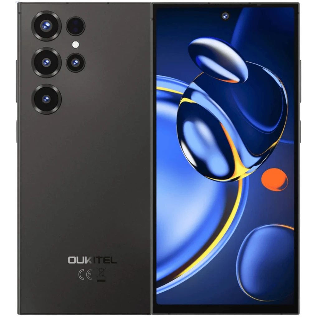 Oukitel C67 Negro 256GB con pantalla amplia 120Hz y agujero central, módulo trasero con cinco cámaras y flash, acabado mate, 6GB RAM y NFC