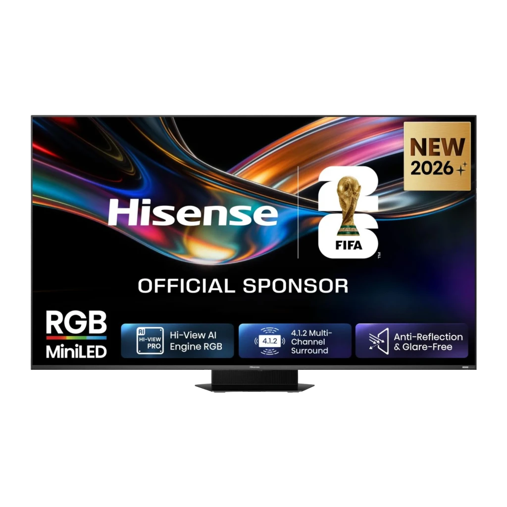 Televisor Hisense 85UR9S 85 pulgadas con pantalla 4K Mini LED, frecuencia 180Hz, panel antirreflejos, audio 4.1.2 y sistema VIDAA U9.5