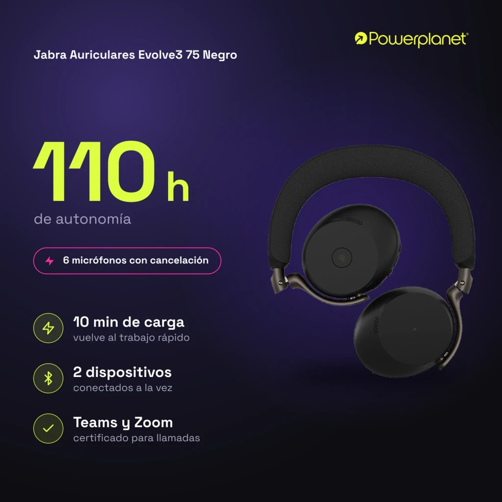 Jabra Auriculares Evolve3 75 Negro - caractéristiques