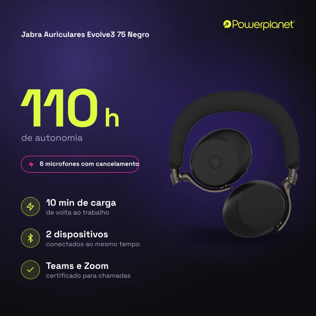 Jabra Auriculares Evolve3 75 Negro - caractéristiques