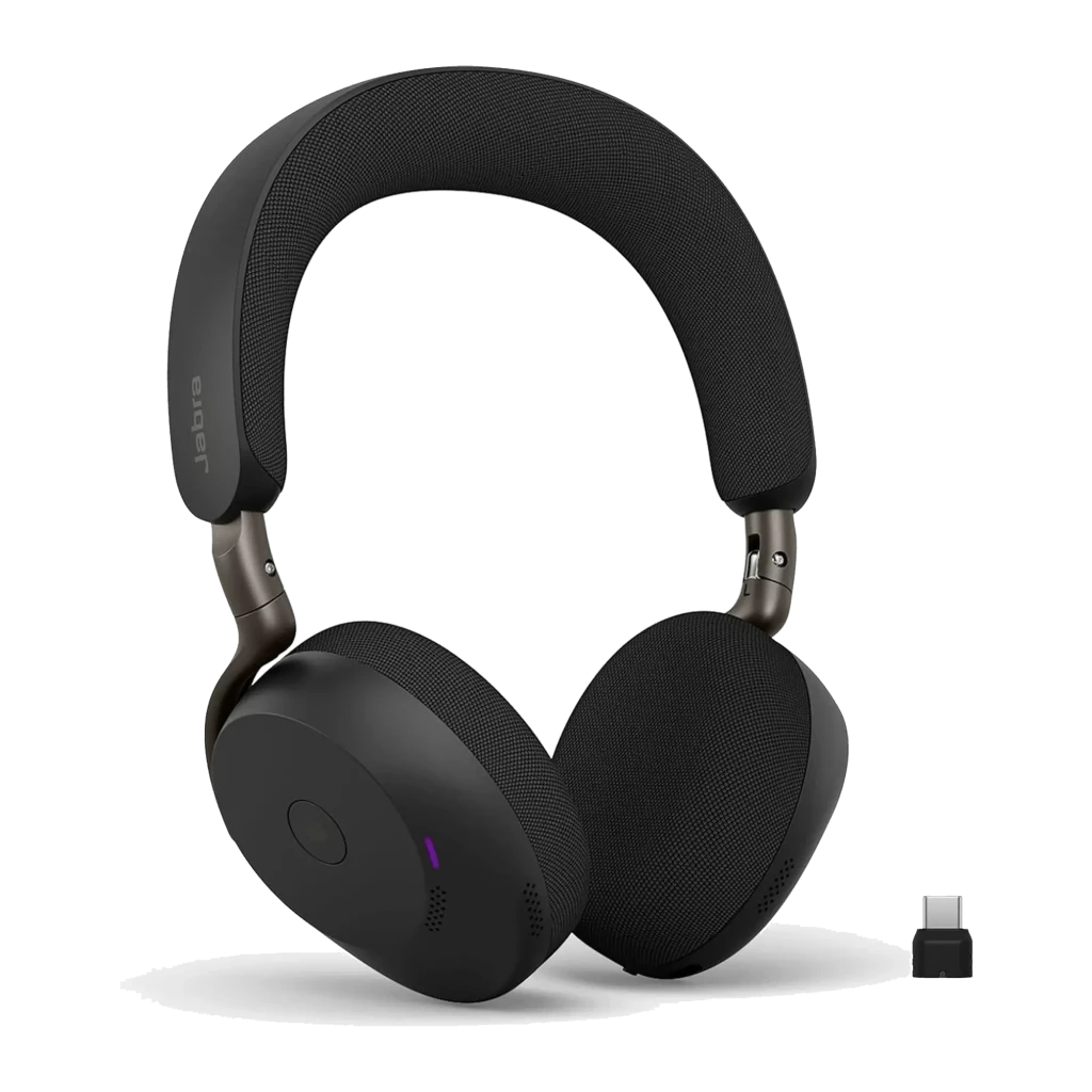 Jabra Evolve3 75 noir, kit complet: casque avec accessoires et étui de charge inclus