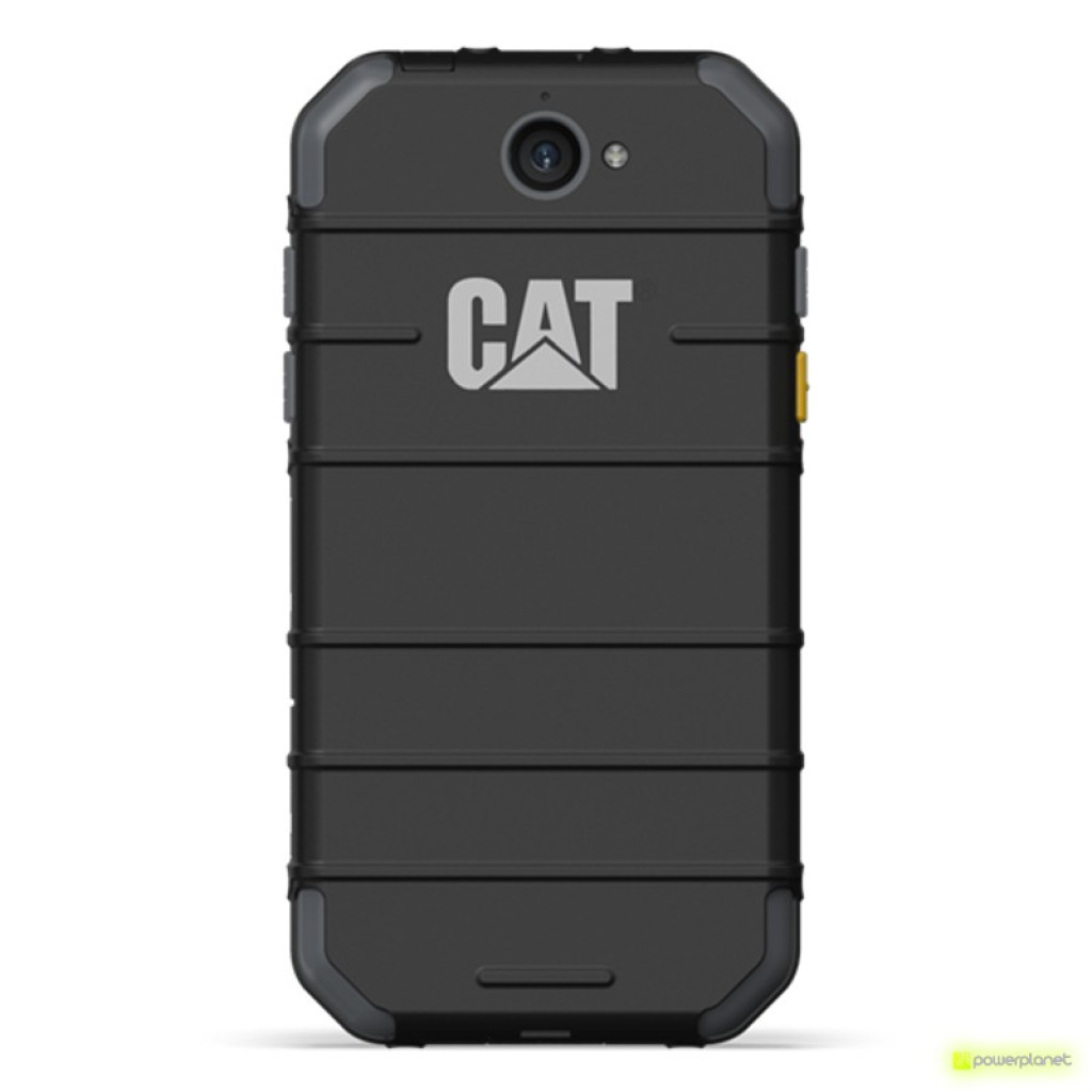 CAT S30 4G Dual SIM Negro Desprecintado con carcasa trasera robusta negra, logotipo CAT centrado, bordes reforzados y botón lateral amarillo visible